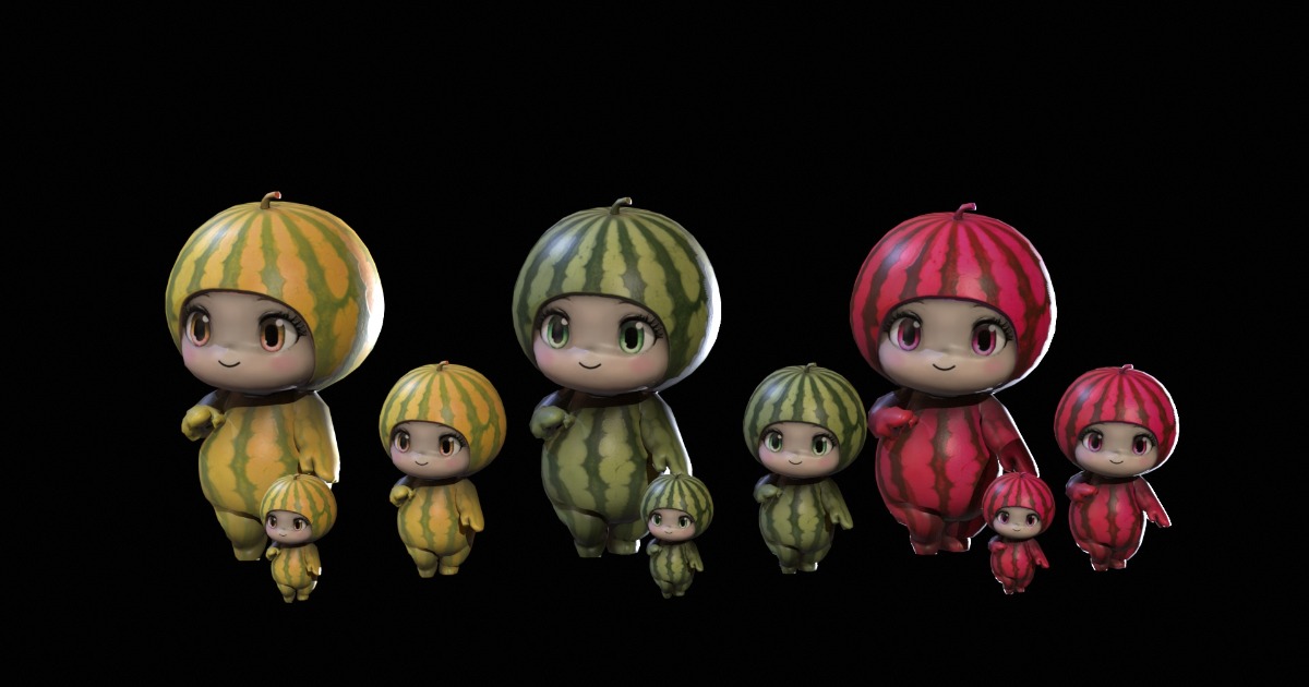 Chibi Fruit Watermelon | 3D Creatures | Unity Asset Store