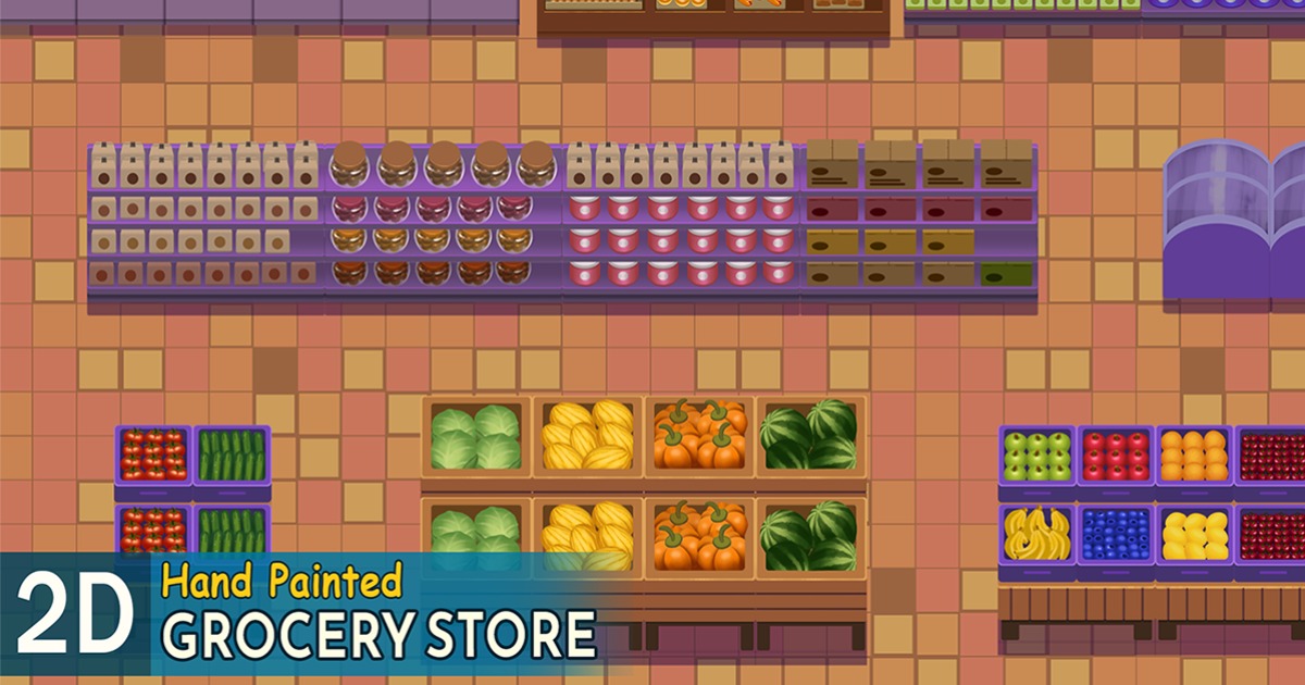 Hand-Painted 2D Grocery Store Asset Pack | 2D Environments | Unity ...