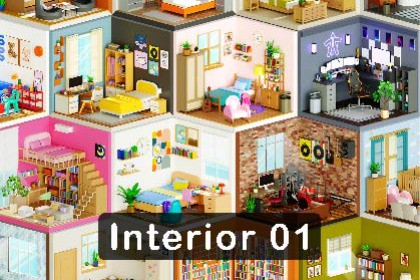Interior 1 Low-poly 3D models Pack