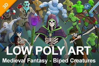 Low-Poly Medieval Fantasy - Biped Creatures Pack
