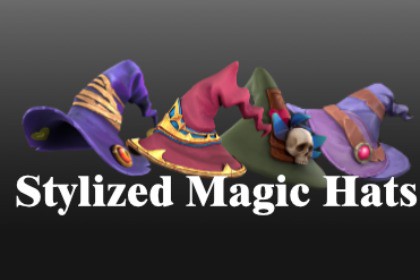 Stylized Magic Hats l Game Ready l Handpainted