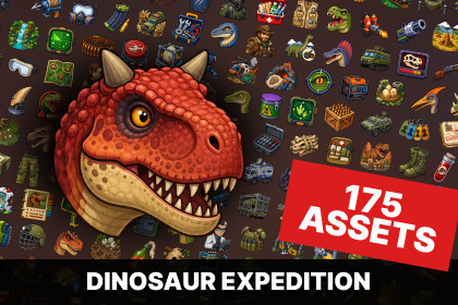 Dinosaur Survival Hunting Military Expedition Adventure Icons Pack