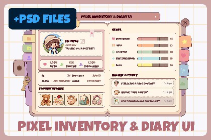 Pixel Inventory & Diary UI — Cute Modern Item Icons