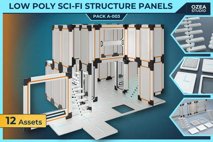 Low Poly Sci-Fi Structure Panels Pack A-003