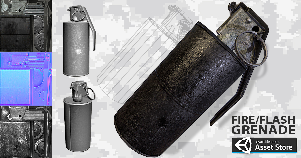 Grenade (Flash Grenade / Fire Grenade) 3D Weapons Unity Asset Store