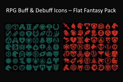 RPG Buff & Debuff Icons - Flat Fantasy Pack