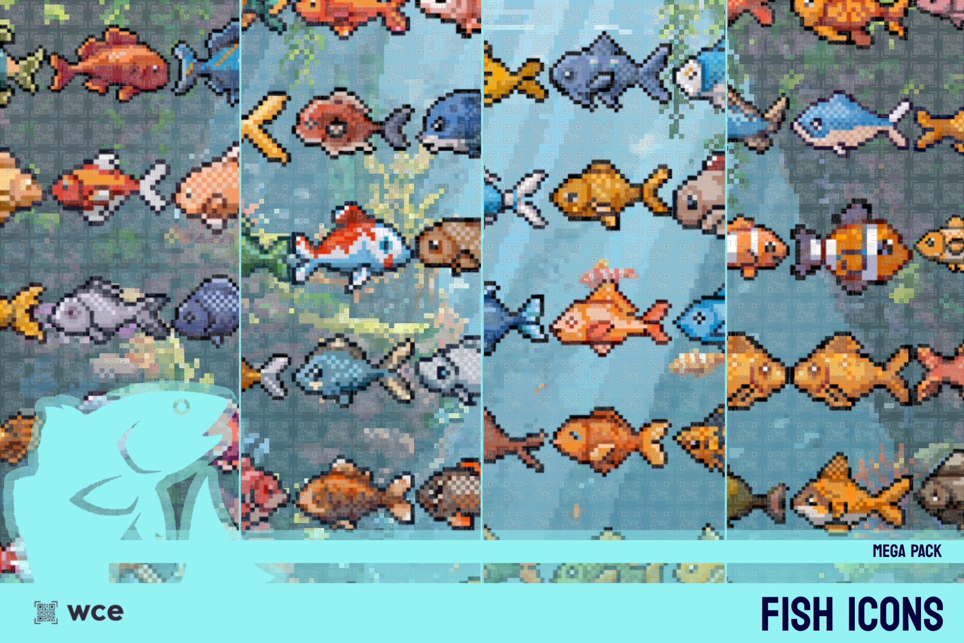 Fish Icons - Mega Pack - 2D Pixel Fishing Resources Bundle | 2D Icons ...