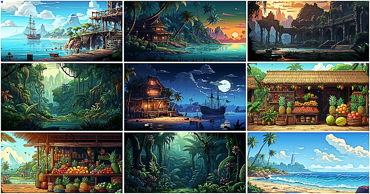 BACKGROUND - Pixel Tropical 2 | 2D Environments | Unity Asset Store