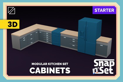 Low Poly Kitchen Cabinets - SnapNSet Starter