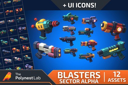 Low Poly Sci-Fi Energy Blasters Pack – Sector Alpha / Cosmic Retro
