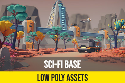 Low Poly Sci-Fi Military Resource Base