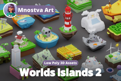 Low Poly Worlds Islands Exteriors Pack 2