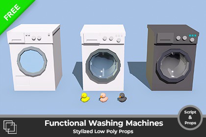 Functional Washing Machines - Stylized Low Poly Props - FREE