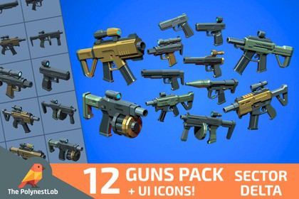 Sci-Fi Low Poly Guns Pack - Sector Delta | Cosmic Retro