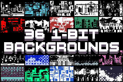 36 1-Bit Backgrounds Pixel Art