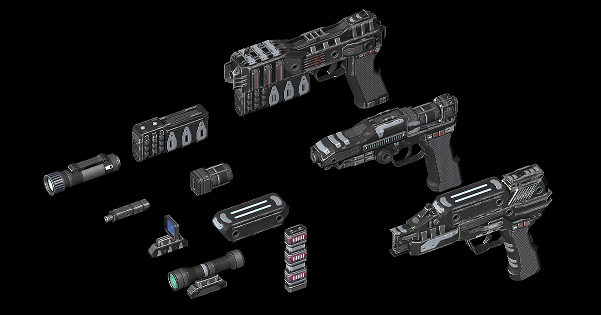 Scifi Energy Pistols | 3D Guns | Unity Asset Store