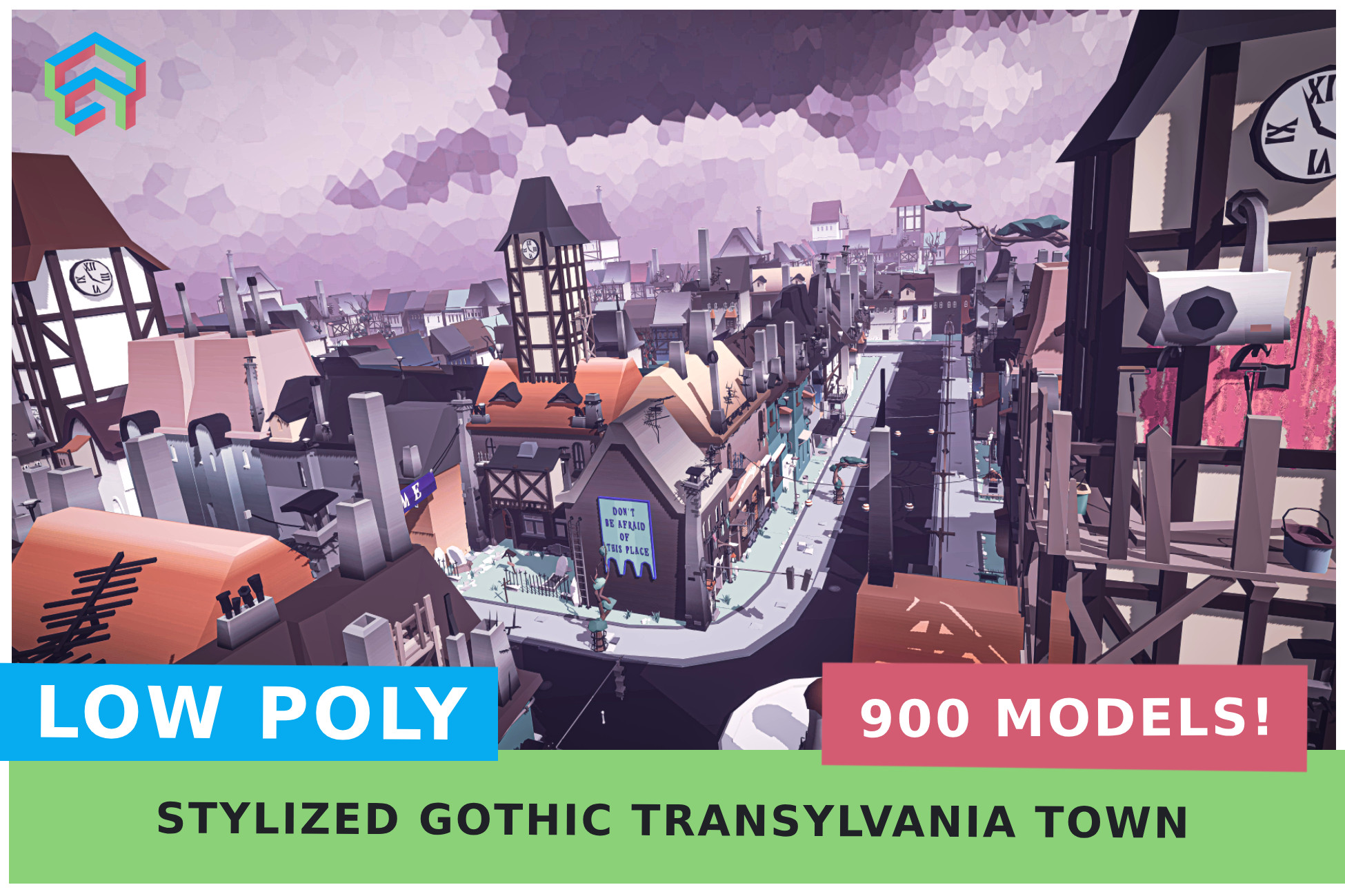 Polyvania PRO - Stylized Cartoon Horror Town | Modular Asset Pack