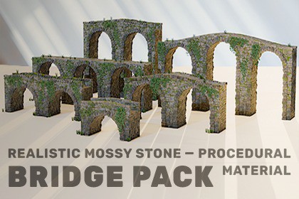 Realistic Mossy Stone Bridge Pack – Procedural Material