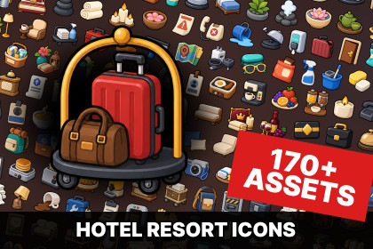 Hotel Resort Hospitality Service Icons Pack Simulation Management Mobile Games