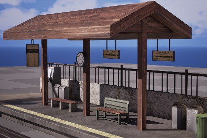 Stylized Low Poly Japanese Station