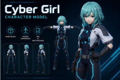 Cyber Girl - Anime 3D Character