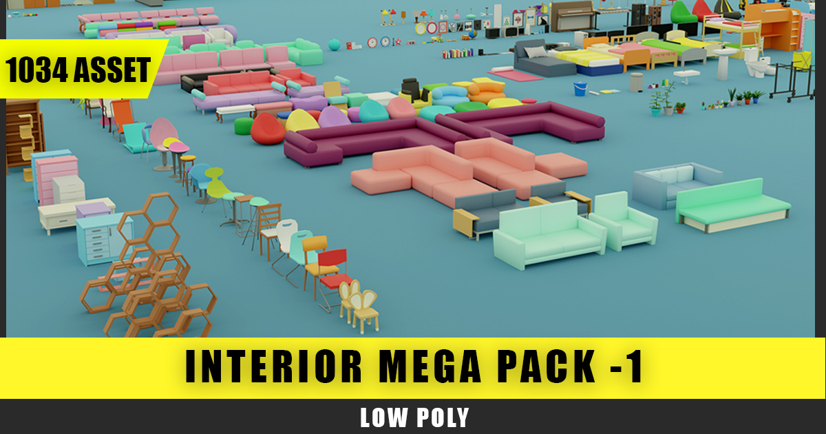 INTERIOR MEGA PACK - LOW POLY - 1 | 3D インテリア | Unity Asset Store