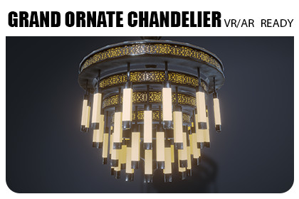 Grand Ornate Chandelier - Stylized (Game Ready)
