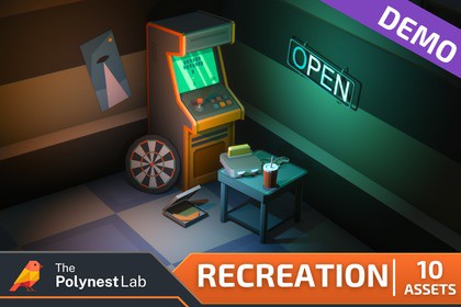 FREE Low Poly Sci-Fi Recreation Room Environment Demo / Cosmic Retro