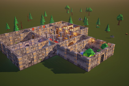 Low Poly Dungeon Keep - Modular Stone Castle Kit