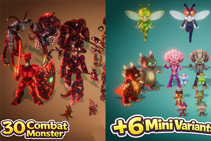 [FreeTrial] 30 Monster Stylized Fantasy Vol 01 (Rig +Anim) - PixeliusVita