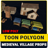 Low Poly Medieval Village Props