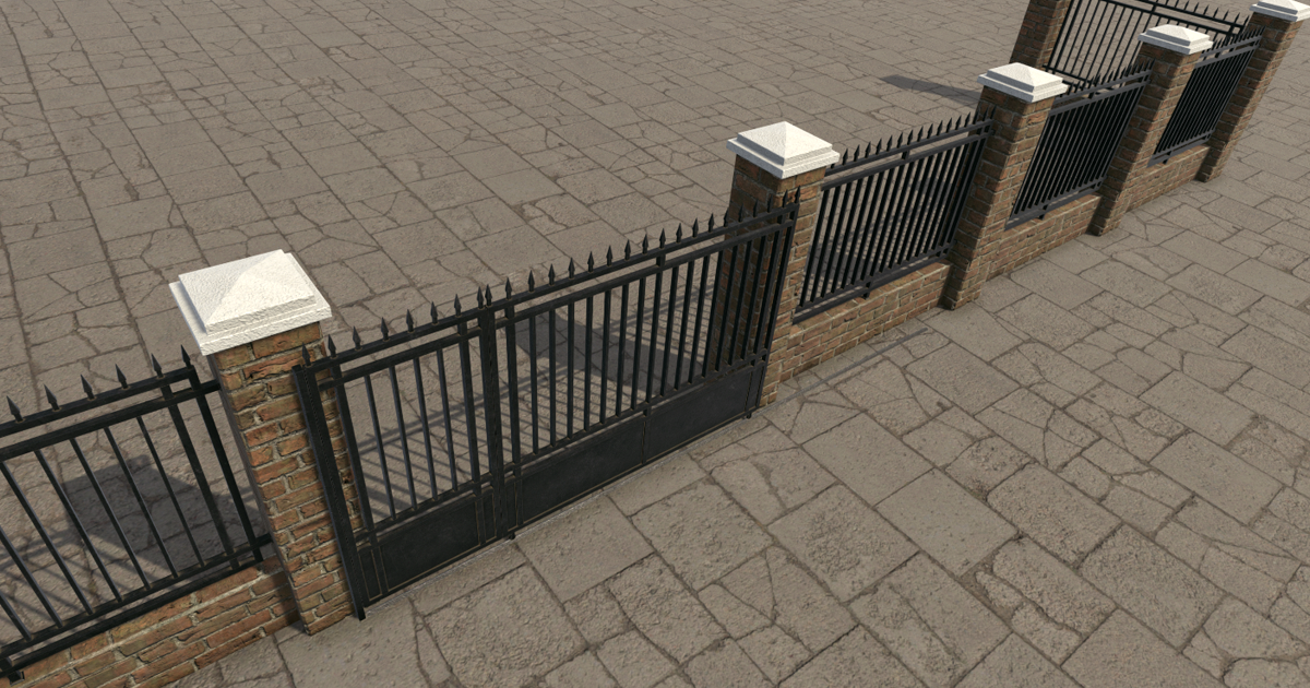 Modular Garden Railing Wall | 3D Exterior | Unity Asset Store