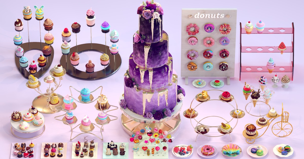 New Unity Sweets Sweet Dessert Asset Pack (Donuts, Cupcakes, Cake, Ice Cream, Candy ...