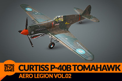 Curtiss P-40B Tomahawk WW2 Fighter Airplane - Game-Ready 3D Model