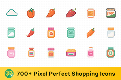Cute Pixel Food and Shopping Icon Pack
