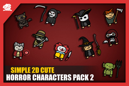 Simple 2D Cute Horror Characters Pack 2