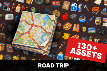 Road Trip Travel Car Maintenance Camping Motel Icons Pack