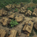 Stylized fantasy pagan village