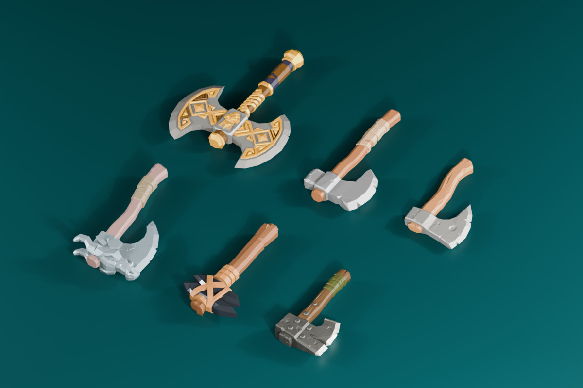 Low Poly Stylized Medieval Weapons & Shields