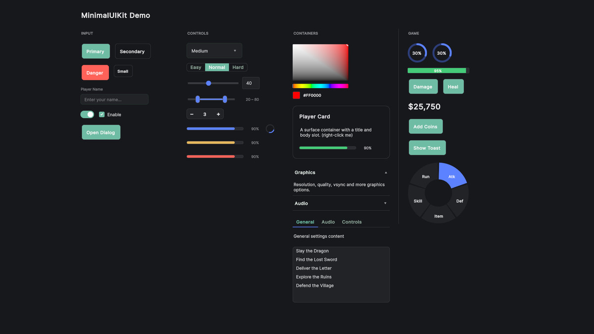 MinimalUIKit - UI Toolkit Component Kit