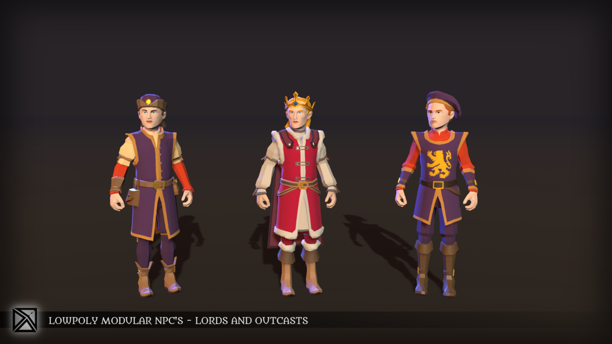 Low Poly Modular NPCs – Lords & Outcasts- LOWPOLY MEDIEVAL FANTASY SERIES