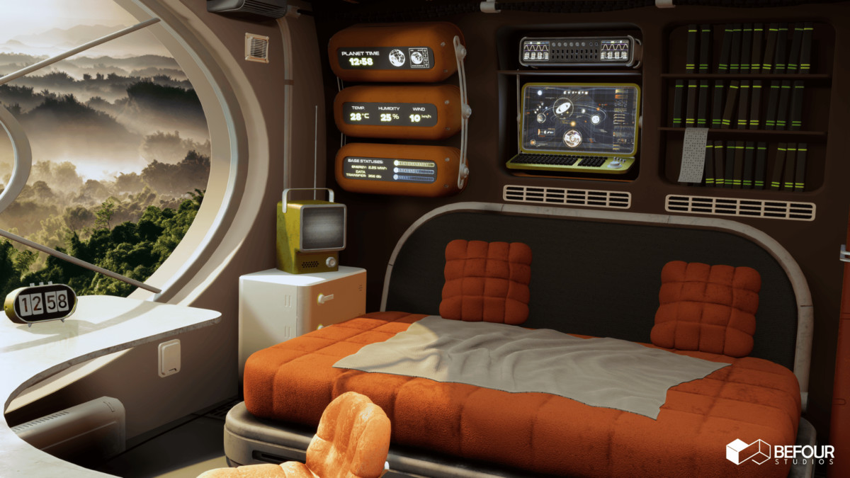 Retro Sci-Fi Research Cabin Environment