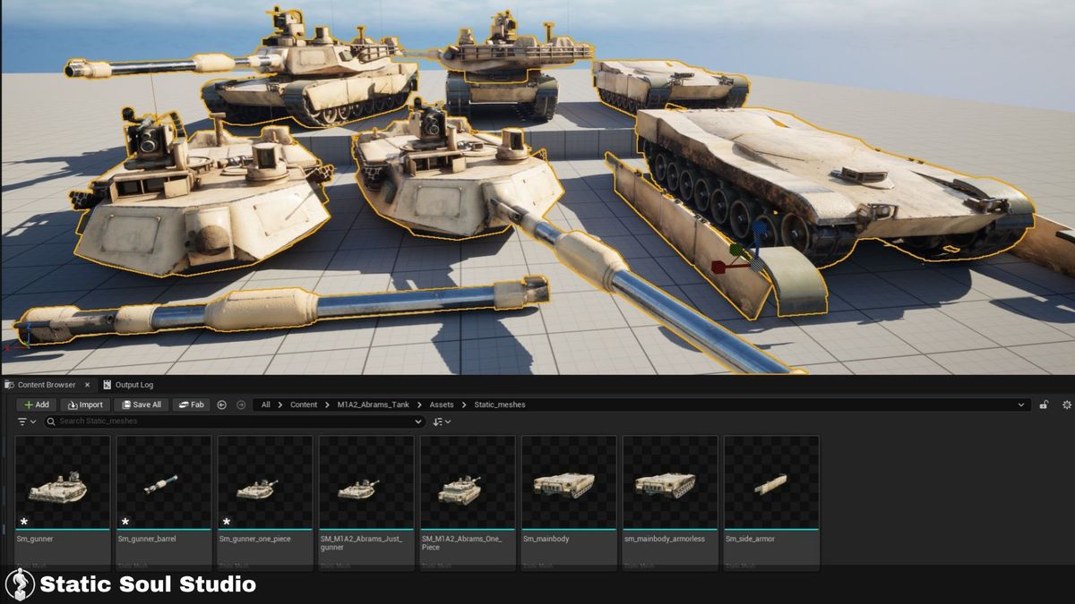 M1A2 Abrams Battle Tank Pack ( 8 Skin Design , Customizable Pieces , Optimized )