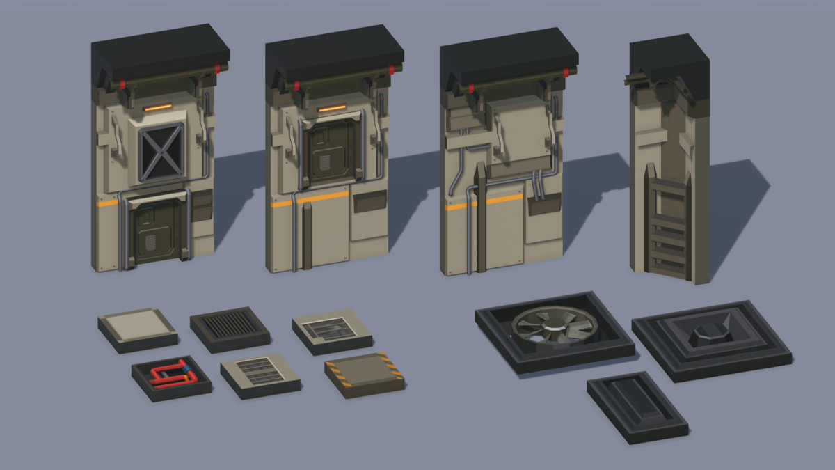 Low Poly Sci-Fi Reactor Environment / Cosmic Retro