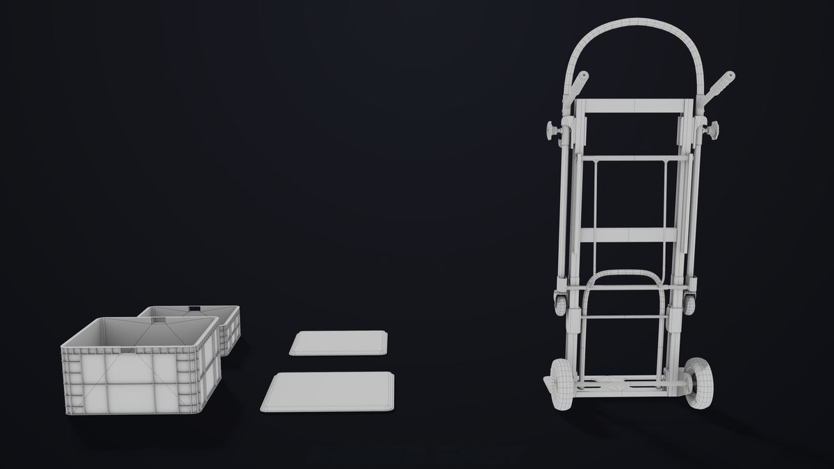 Convertible Hand Truck Steel URP HDRP Textures