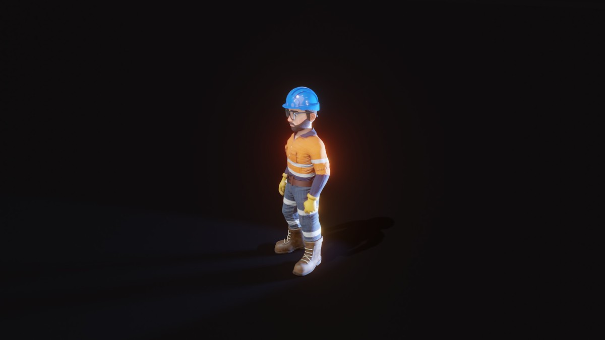 Stylized Male Worker 3D Model – Animated & Customizable (Game-Ready, Built-In)