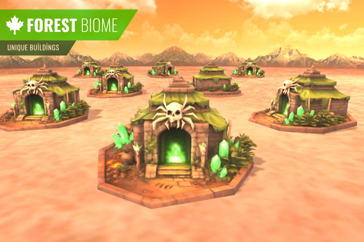 Stylized Building Pack – Multi Biome (LOD, Optimized, Atlas)