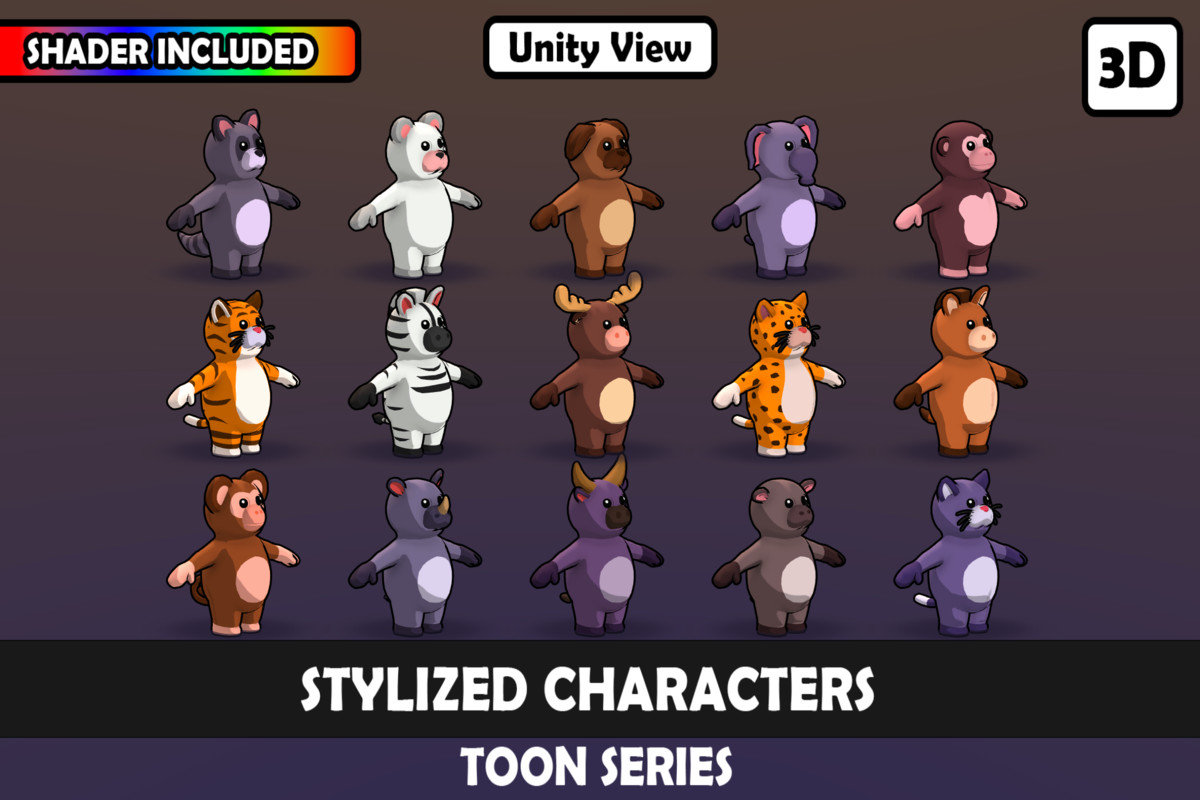 V2 Mascot Humanoid Animal Characters V2: 15 Unique Humanoids, Matcap Magic