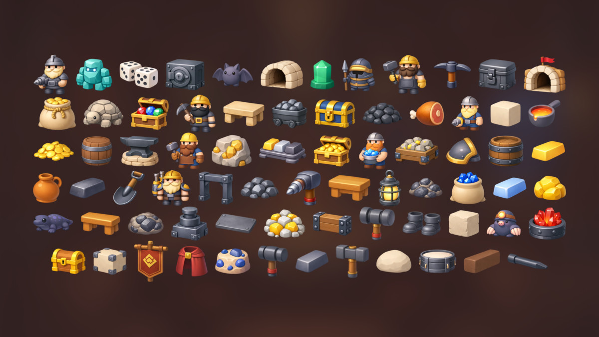 Medieval Mining Blacksmith Crafting Resources Icons RPG Survival Strategy Idle