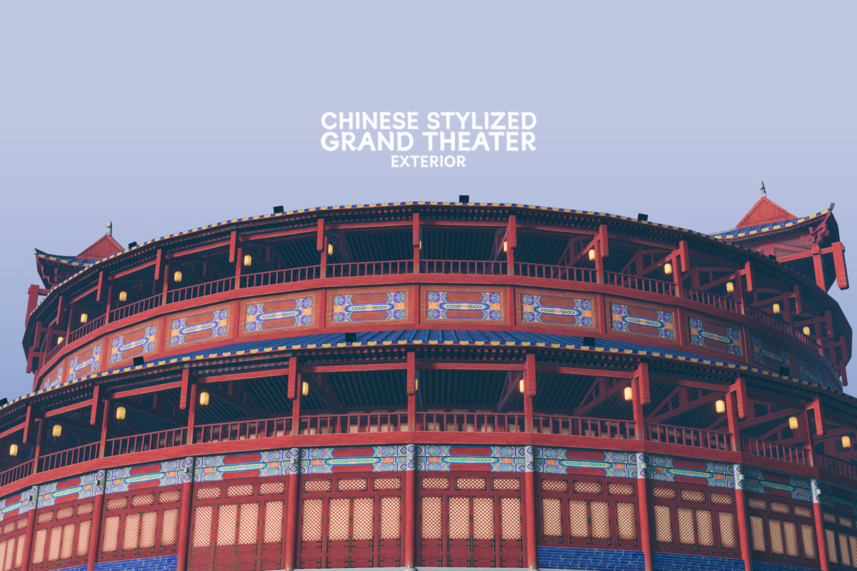 Chinese Stylized Grand Theater Exterior